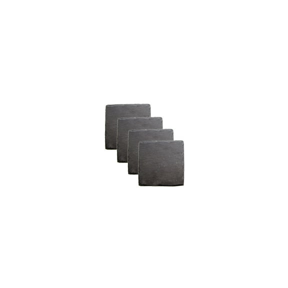 Twine Square Slate Drink Coasters for Cocktails Beer Sodas, Set of 4, Black