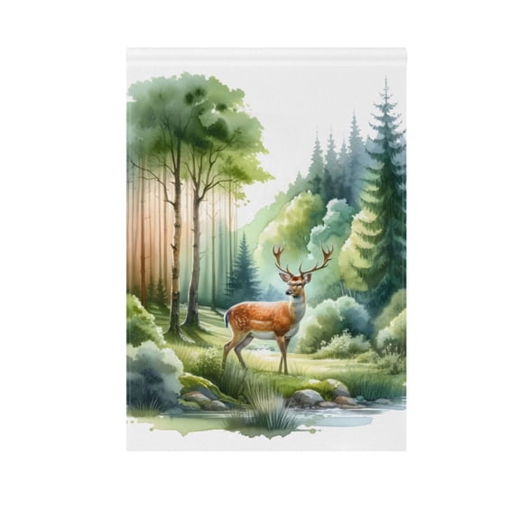 Beautiful Deer in Forest Garden Flag 12"x18" Double-Sided Yard Flags for Outside Outdoor All Seasonal Decoration
