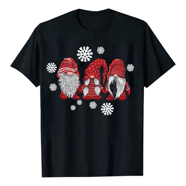 Awdenio Blouse Noël Imprimé Casual All-match Manches Courtes T-Shirt Tops