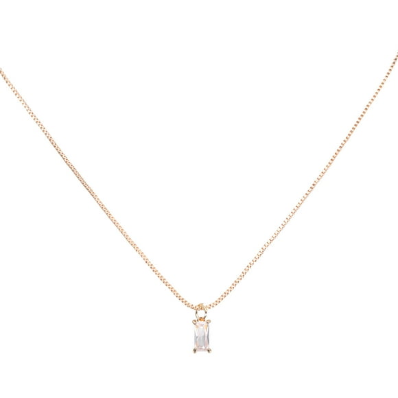 Uxcell Birthstone Necklace for Women, Teardrop Cubic Zirconia Pendant Necklace, Transparent