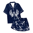 thumbnail image 3 of Womens Pajama Sets Halloween Abstract Print Silk Satshort Sleeve Button Sleepwear Loungewear Nightwear Nightclothes Homewear, 3 of 3