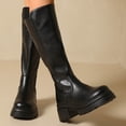 thumbnail image 5 of E-856 Black Womens Knee High Boots Round Toe On Thick Sole Comfortable Long Boots For Women, 5 of 9