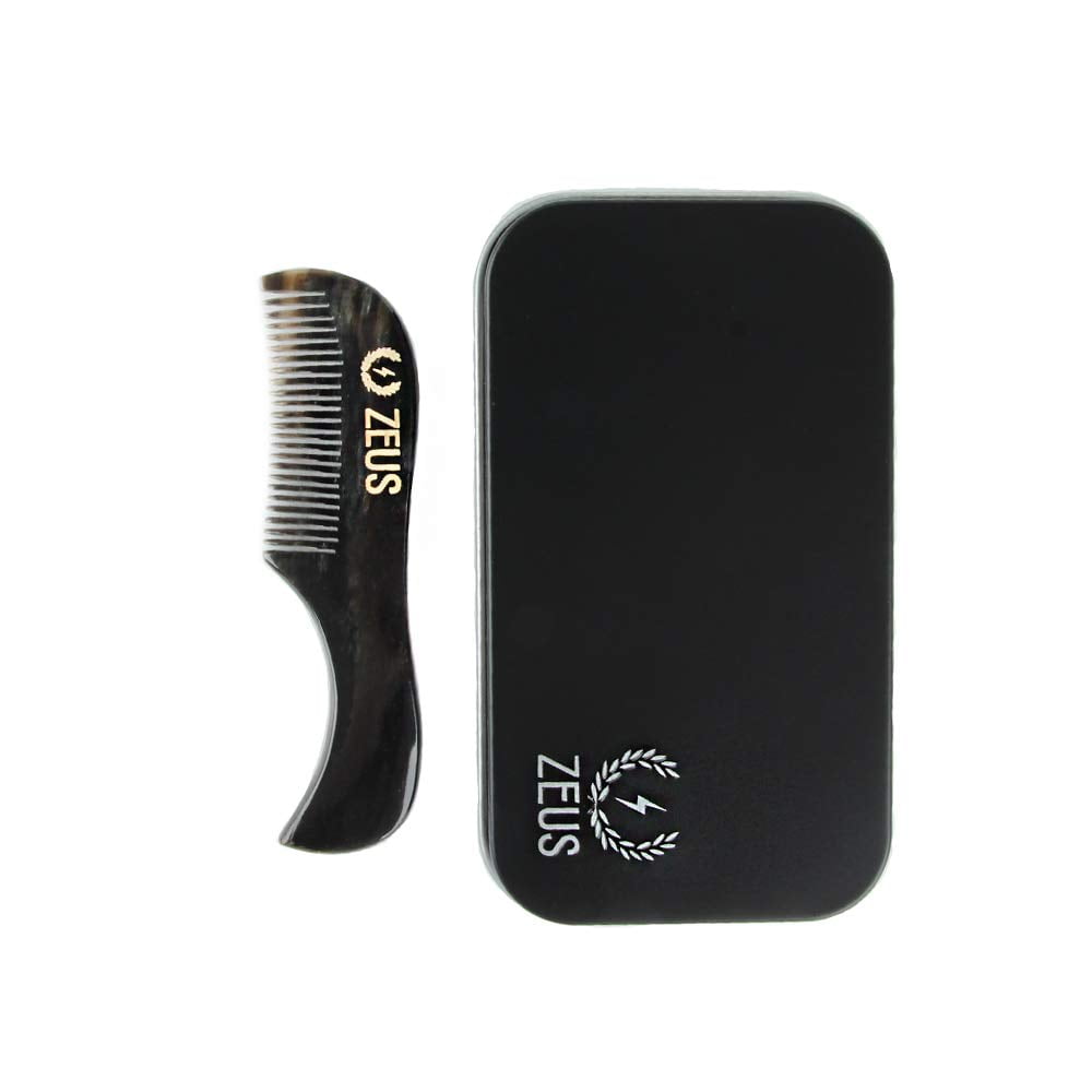 zeus natural horn mustache comb in deluxe tin 76mm moustache comb for