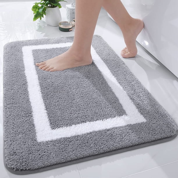 Alfombra de Baño Antideslizante, Alfombra de Baño de Microfibra Suave, Alfombra de Baño de Pelo Alto Absorbente, Lavable a Máquina - 40 x 60 cm - Gris