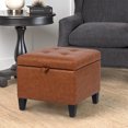 17 Inch Ottoman Small Foot Stool for Couch Faux Linen Upholstered