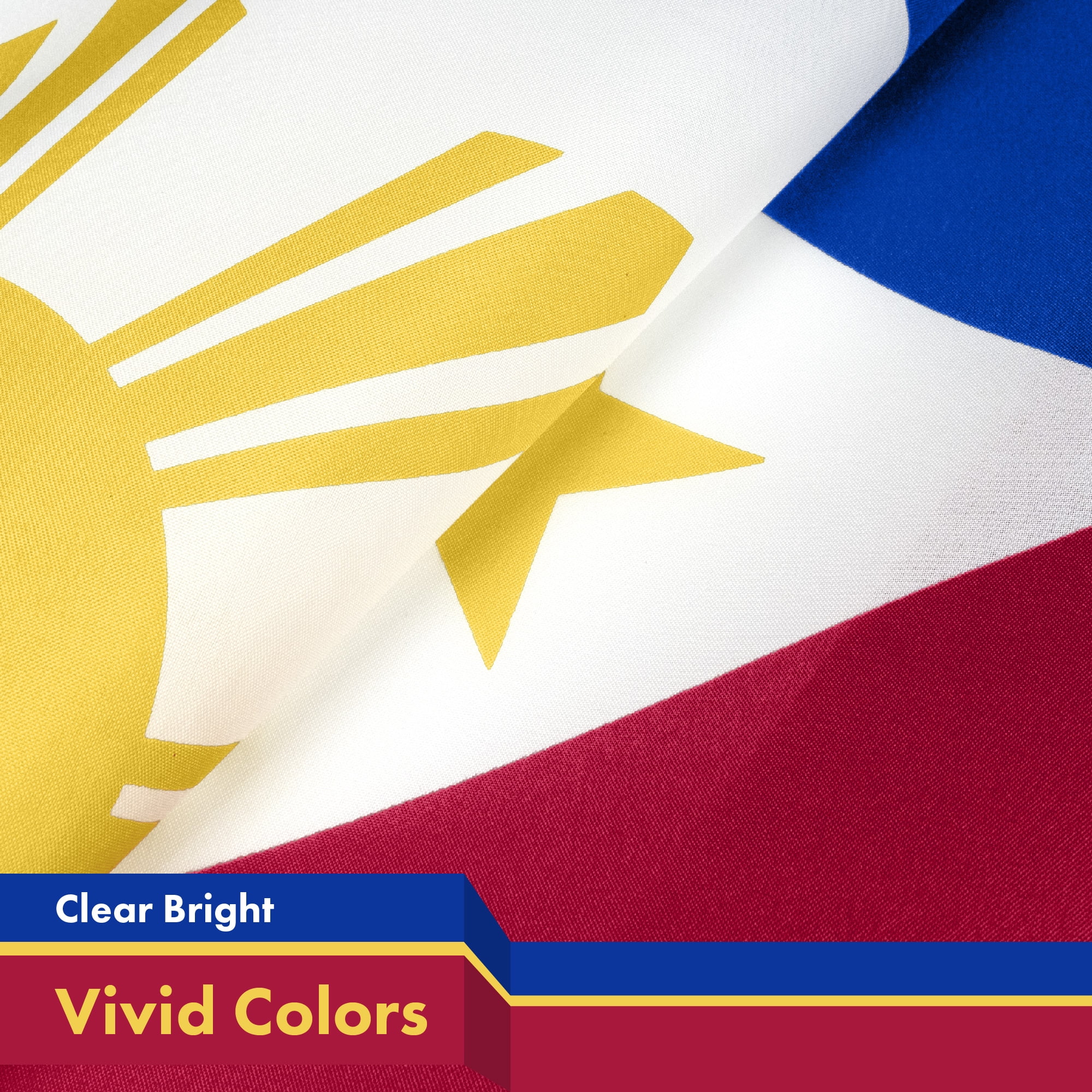 G128 Combo Pack: USA American Flag 3x5 Ft 150D Printed Stars & Philippines Flag 3x5 Ft 150D Printed