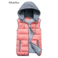 thumbnail image 2 of Otoño Invierno nuevas mujeres negro chalecos con capucha moda coreana chaqueta sin mangas mujeres Casual mujer caliente prendas de vestir exteriores chaleco, 2 of 5