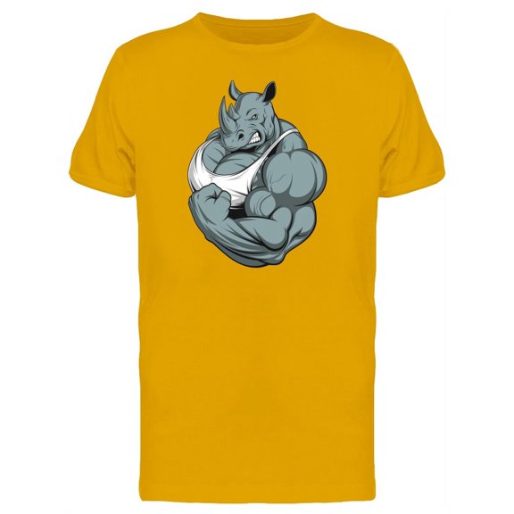 Grey Rhino Flexing T-Shirt Men -Image by Shutterstock, Male Small
