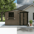 thumbnail image 2 of JXXRZ 10x8 FT Outdoor Metal Storage Shed, Lockable Garden Tool Shed with Windows, Double Doors, Brown&Black, 2 of 9