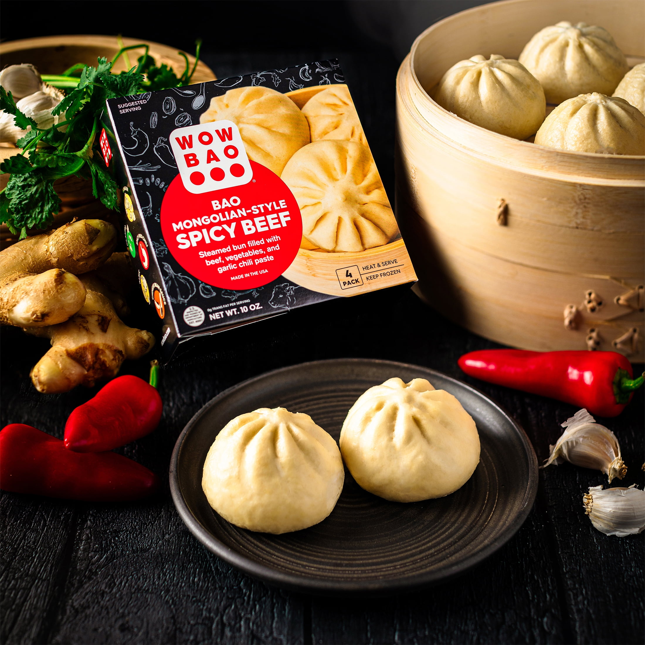 Wow Bao Mongolian-Style Beef Bao, 4 Pack, Frozen
