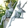 thumbnail image 4 of Sitting Fairy Statue Fountain Pond Ledge Fairy with Wing Garden Statues Home Shelf Patio Figurine Backyard European Weatherproof Sculpture , White, 4 of 10