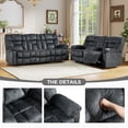 thumbnail image 3 of Bonzy Home Recliner Sofa Set — Reclining Loveseat & 3-Seat Sofa with Center Storage, Cup Holders & Wide Backrests, Gray, 3 of 6