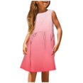 thumbnail image 1 of Robe d'Été Sans Manches pour Filles, Confort Extensible, Col Rond, Décontractée avec Imprimé Dégradé pour Enfants, Plage et Activités Extérieures, 1 of 5