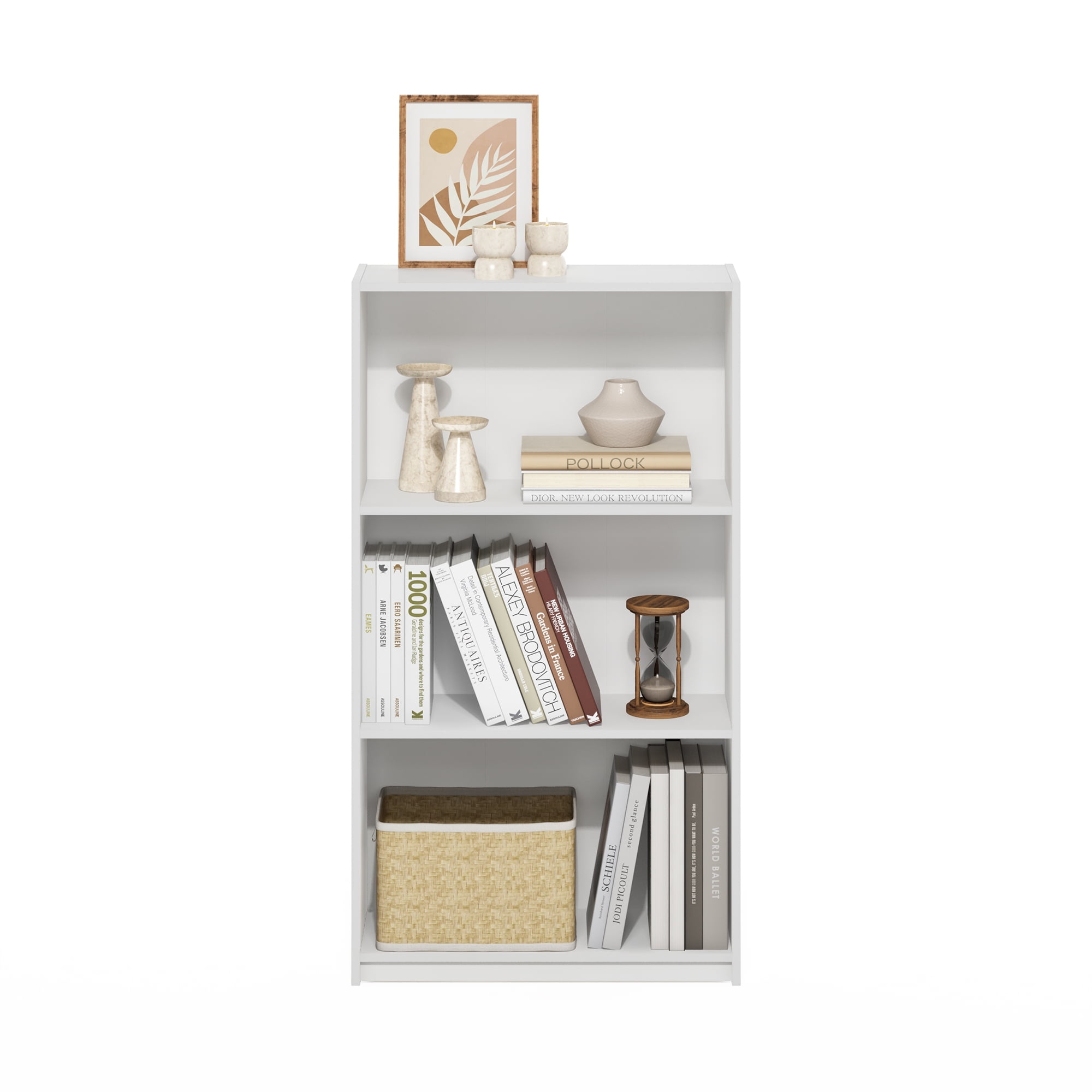 Furinno BASIC 3-Tier Bookcase Storage Shelves in White/White