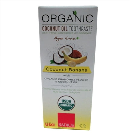 Radius Organic Childrens Coconut Oil Toothpaste With Coconut Banana For Ages 6 Months Plus, 1.7
