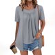 thumbnail image 2 of Camisetas de Manga Corta de Verano para Mujeres, Moda Color Sólido Falso Cuello Redondo de Dos Piezas para Uso Casual Y Diario, 2 of 8