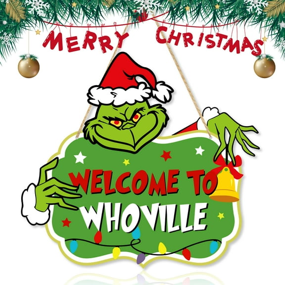 Christmas Decorations Hanging Signs Christmas Door Sign Welcome to Whoville Sign for Holiday Xmas Door Decor