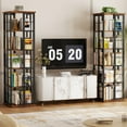 thumbnail image 4 of Homieasy Rotating Bookshelf, 360 Display Wood Spinning Bookshelves, 5 Tier Floorstanding Narrow Bookcase, Corner Bookshelf for Small Space, Rustic Brown, 4 of 7