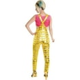 thumbnail image 4 of Harley Quinn Costume Overall Jumpsuit for Adults Women Halloween Party Costume Cosplay Outfit, Gold, Size M Medium, 4 of 5