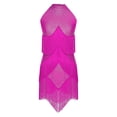 thumbnail image 3 of iefiel Robe de Danse Latine à Franges pour Femmes Cha Cha Tango Salsa Samba Rumba Robe de Danse Rose Vif TG, 3 of 4