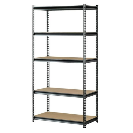 Muscle Rack 5-Shelf Steel Storage Shelf Unit, Silver/Black, 4000 lb Capacity