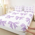 thumbnail image 3 of Manfei Purple Bow Boy Girl 3pcs Twin Sheet Sets,Dreamy Princess Twin Fitted Sheet,Cute Bowknot Breathable Flat Sheet,Super Cozy Room Decor, 3 of 7