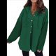 thumbnail image 1 of Sudadera Holgada de Larga para Mujer, Informal, con Botones y Capucha, con Bolsillo. Verde S, 1 of 6
