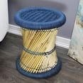 thumbnail image 4 of Natural Geo Home Furnishings Natural Geo Moray Decorative Handwoven Jute Accent Stool Blue, 4 of 5