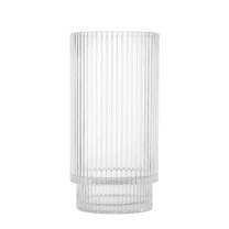 Serene Spaces Living Tall Ribbed Glass Vase, 6.2"x11.2", Pleated Cylinder for Flowers, Candles & Modern Home Décor