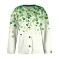 thumbnail image 4 of St. Patrick's Day Cardigan Sweaters for Women Button Down Lucky Irish Clover Print Crew Neck Soft Cardigan Outerwear Spring St. Patrick's Day Tops, 4 of 5