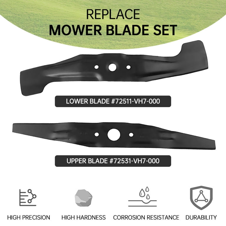 2 Pack 72511 VL0 S00 and 72531 VH7 000 21 Inch Lawn Mower Blade Set Compatible with Honda HRR2169PKA HRR2169VKA HRR2169VLA HRR2169VYA HRX217 HRX217K1