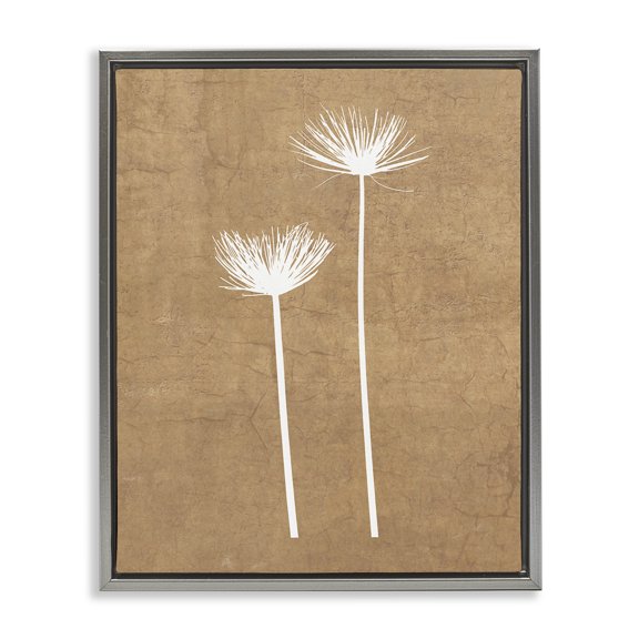 Stupell Industries Bohemian Simple Dandelion Sprigs Gray Floating Frame Canvas Art, 17 x 21, by Graffitee Studios