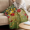 thumbnail image 4 of Throw Blanket for Couch Spring Flowers Soft Fleece Flannel Blankets Cozy Lightweight Blanket for Home Sofa Living Room Floral Oil Painting Bed Throws 50" x 60", 4 of 9