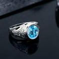 thumbnail image 4 of Gem Stone King Men's 925 Sterling Silver Oval Swiss Blue Topaz Ring (6.30 Cttw, Gemstone Birthstone, Available in Size 7, 8, 9, 10, 11, 12, 13), 4 of 5