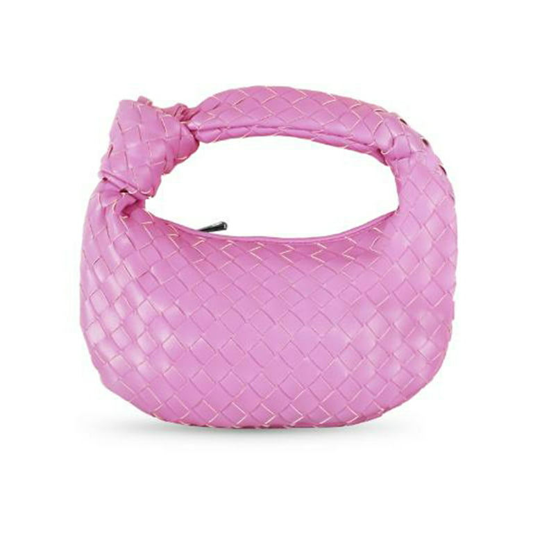 BOTTEGA VENETA: The mini pouch clutch in woven leather - Pink