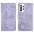 thumbnail image 2 of Feishell Crossbody Wallet Cover for Samsung Galaxy A23 4G,Flower & Butterfly Embossed Pattern PU Leather Magnetic Flip Stand Card Slots Shockproof Phone Case with Shoulder & Wrist Strap,Lightpurple, 2 of 11