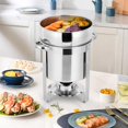 thumbnail image 2 of Yiwa Ensemble Commercial de Réchauds à Soupe en Acier Inoxydable 11 Qt, Réchauffe-Aliments avec Couvercles Cranté et Porte-Carburant, 2 of 7