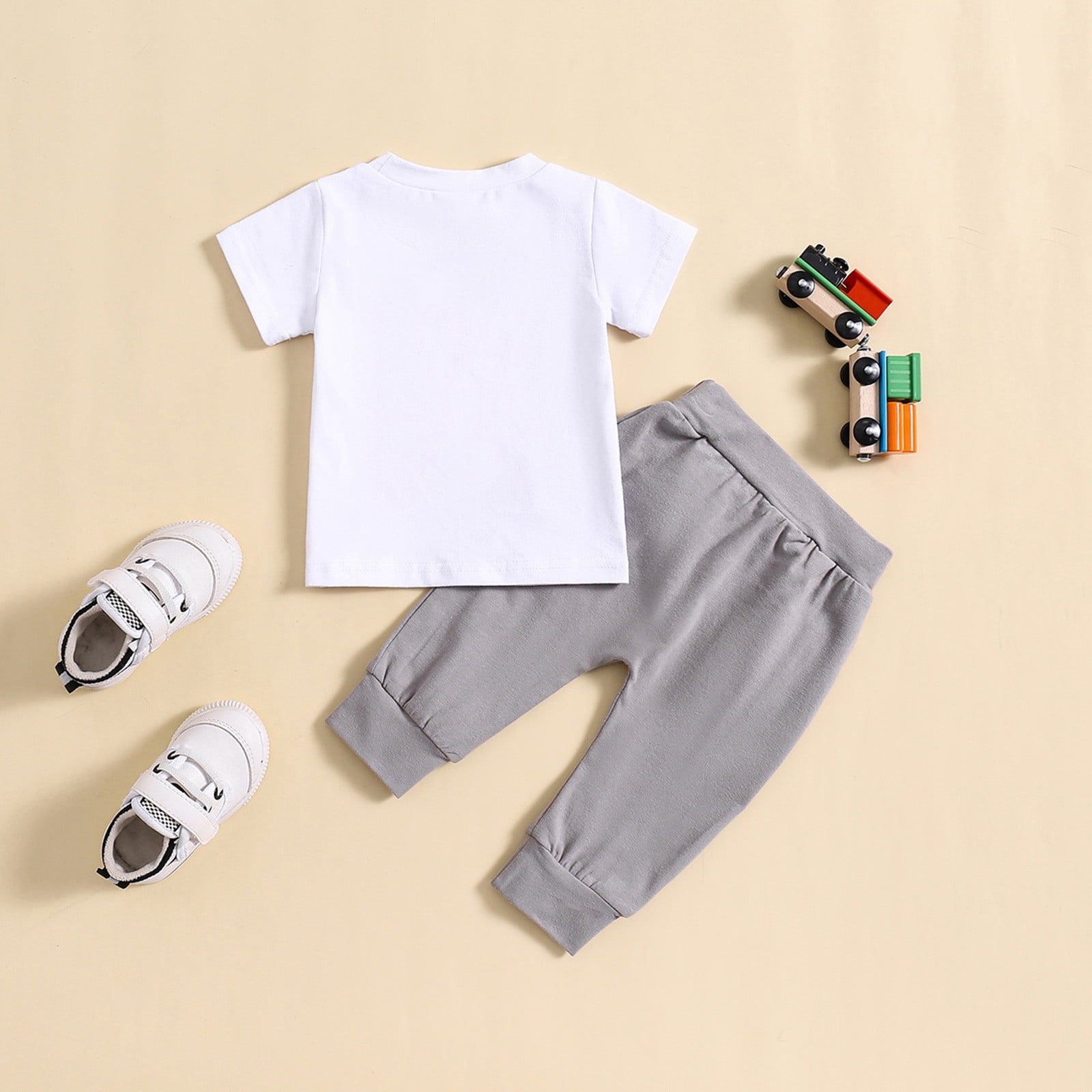 adviicd Baby Boy Outfits Summer Toddler Boy Shorts Outfit Short Sleeve Shirts Solid Color Boy Summer Clothes Set Grey 6M Walmart
