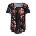 thumbnail image 2 of Gibobby Playera de Manga Corta con Cuello Redondo Camisetas sin mangas verano para mujer, corte holgado, cuello cuadrado plisado, camisetas manga corta, dobladillo c(Rojo,XL), 2 of 5
