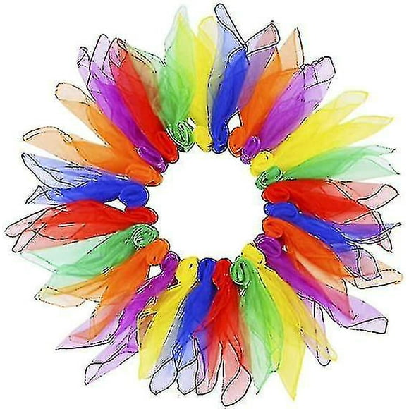 24pcs Juggling Scarves Dance Scarf Magic Scarves Musical Square Movement Scarves For Kids And Adults, 60 X 60 Cm In 6 Colors