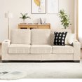 thumbnail image 3 of Lunale 83" Corduroy Sofa with Cup Holders, Modern 3-Seater Couch for Living Room, Apt., Beige, 3 of 11