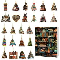 chaungfeng 24 Days of Christmas Tree Shape Bookshelf Pendant Advent Calendar, Stacked Book Decorations, 2D Acrylic Ornaments,for Keepsake Gift Ideas