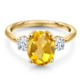 thumbnail image 3 of Gem Stone King 2.90 Ct Oval Yellow Citrine 18K Yellow Gold Plated Silver Ring, 3 of 6