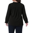 thumbnail image 3 of Blusa elegante de oficina de manga larga con puños elásticos para mujeres de tallas grandes Agnes Orinda 2X negra, 3 of 6