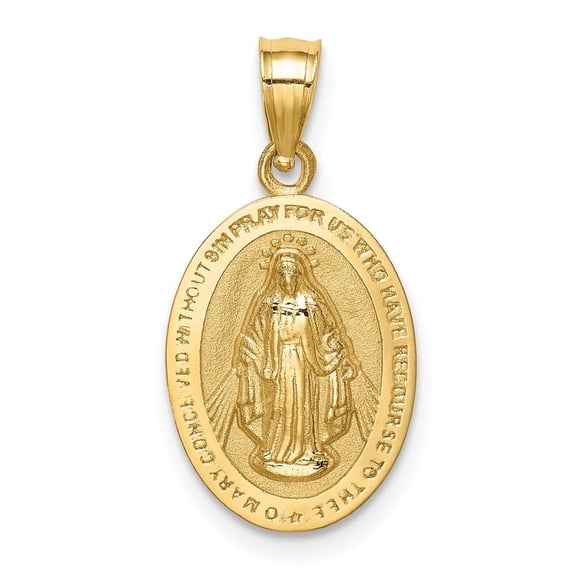 Auriga Fine Jewelry 14K Yellow Gold Polished Virgin Mary Pendant for Women (L-21.5 mm,W-11.3 mm)
