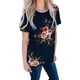 thumbnail image 3 of Camiseta de mujer con estampado floral, manga corta, cuello redondo, blusa informal, azul, M Methold AP001919-32, 3 of 6