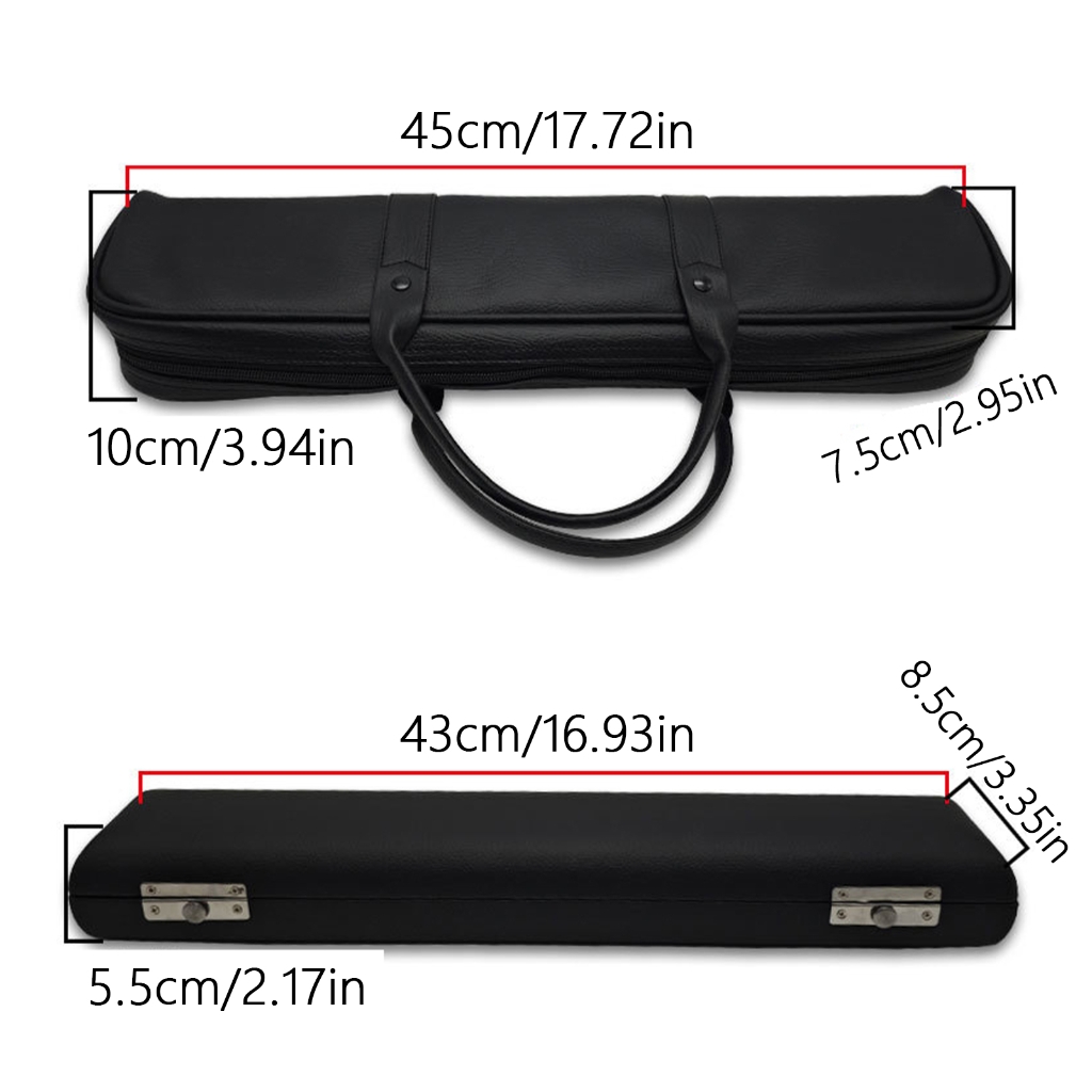 Yokua 17 Holes Flute Bag Dustproof Flute Carrying Case Padded PU Leather Flute Case