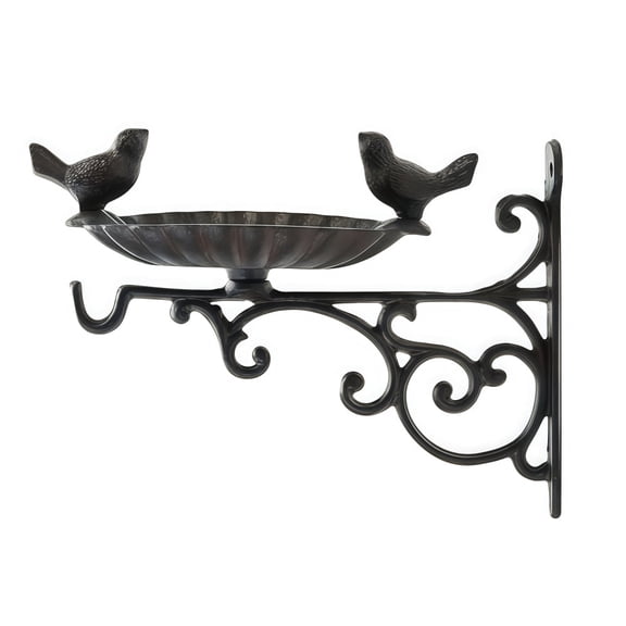 GYWHOOFT Wall Mounted Bird Feeder Cast Iron - Vintage Heavy Duty Outdoor Bird Feeding Station with Hanging Bracket, Decorative Garden Planter Holder for Patio, Yard, Window Decor