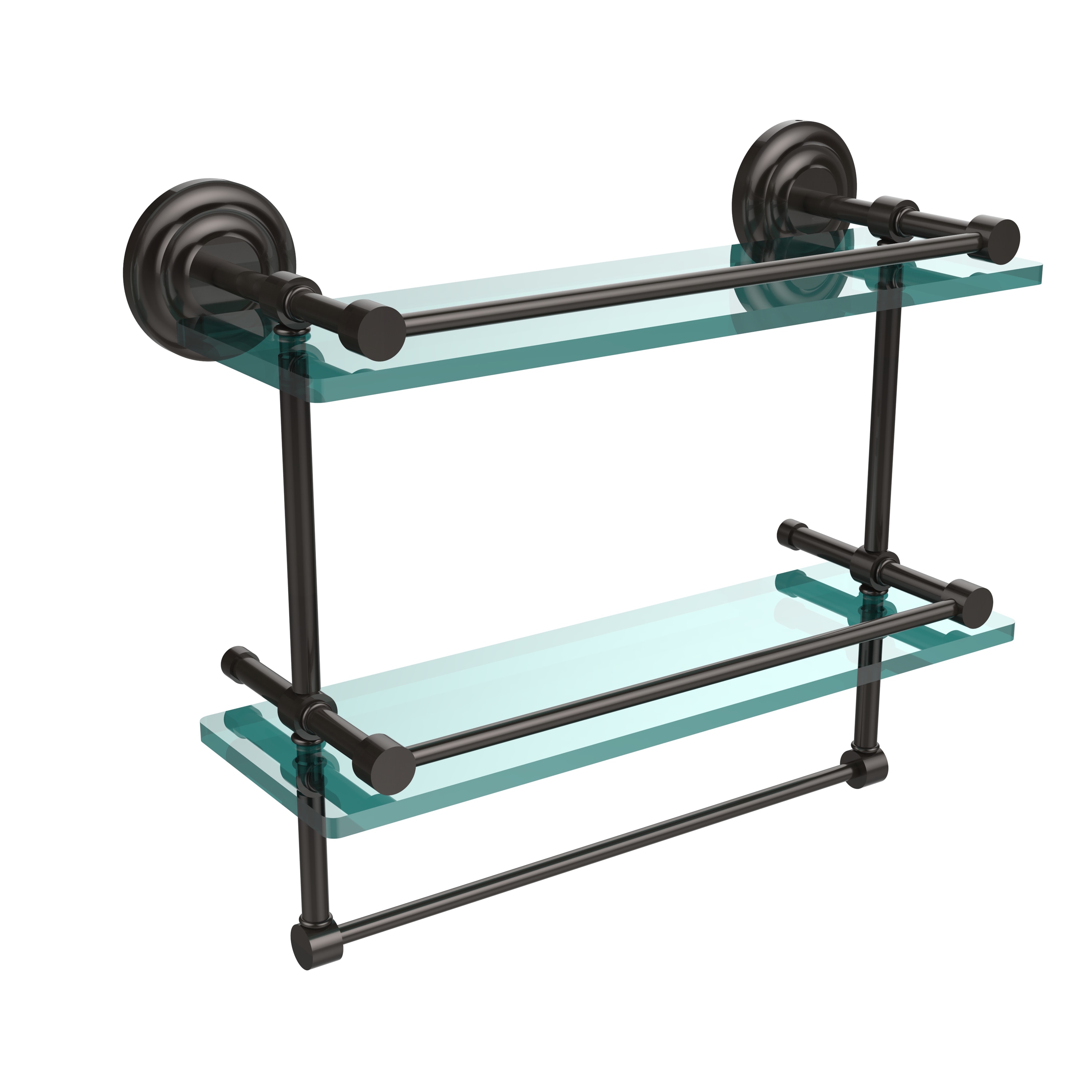 16-in Gallery Double Glass Shelf with Towel Bar in Satin Chrome - image 2 of 5