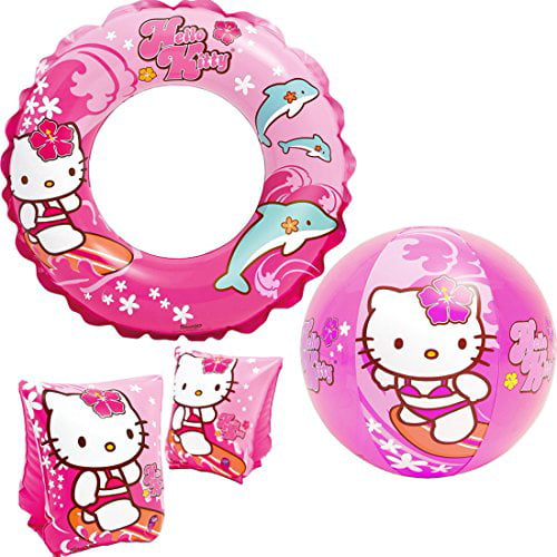 Beach Ball and Swim Ring Ages 3-6 Hello Kitty Swim Accessories Set Arm Bands 